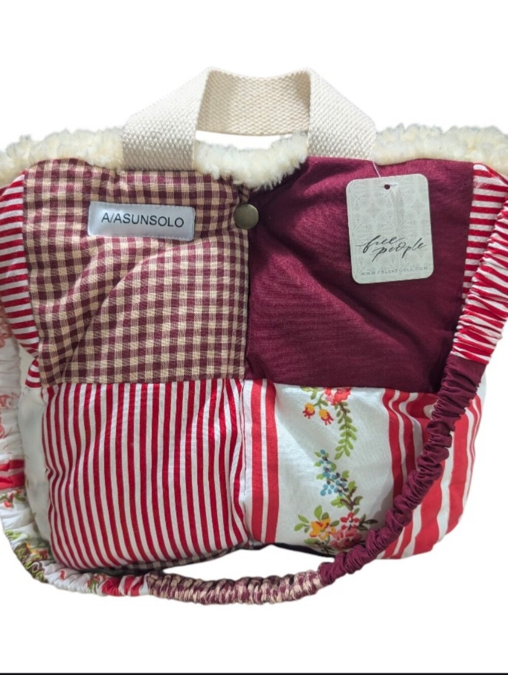 Free People A/Asunsolo Patchwork Sherpa Lined Puffertote